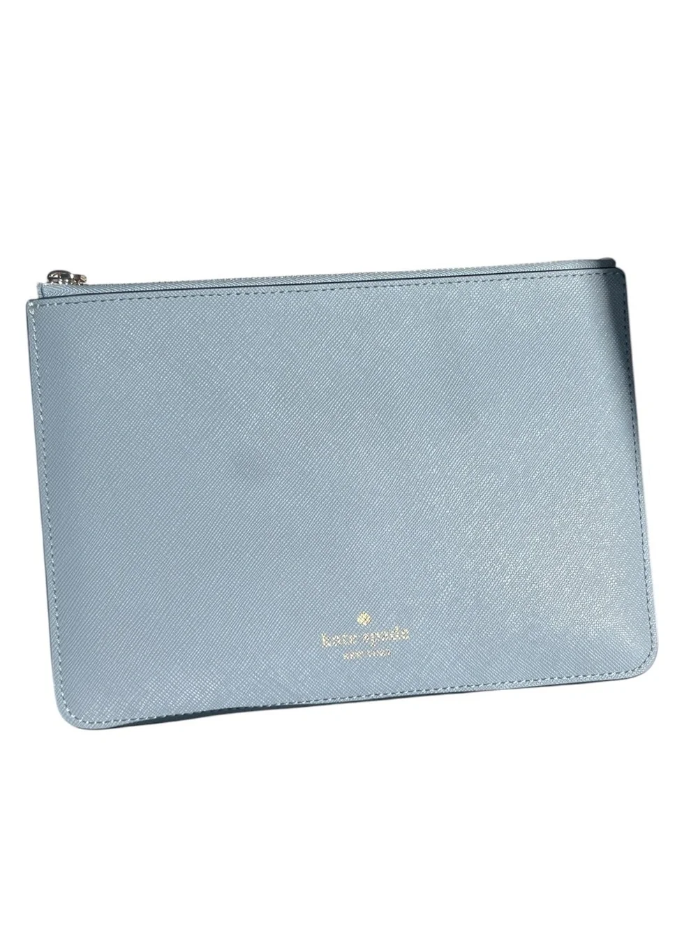Kate Spade Light Blue Saffiano Leather Minimalist Slim Clutch Pouch NWOT